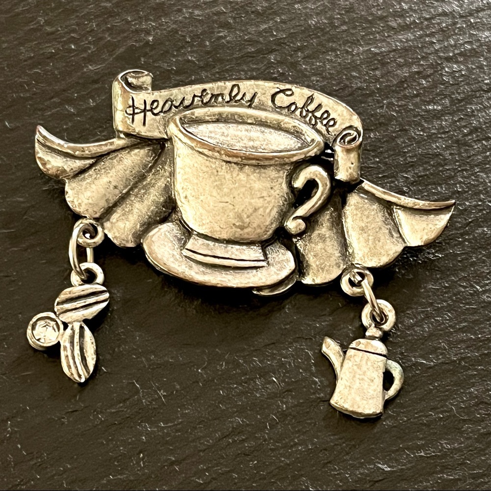 Heavenly Coffee Dangle Coffee Lovers Brooch